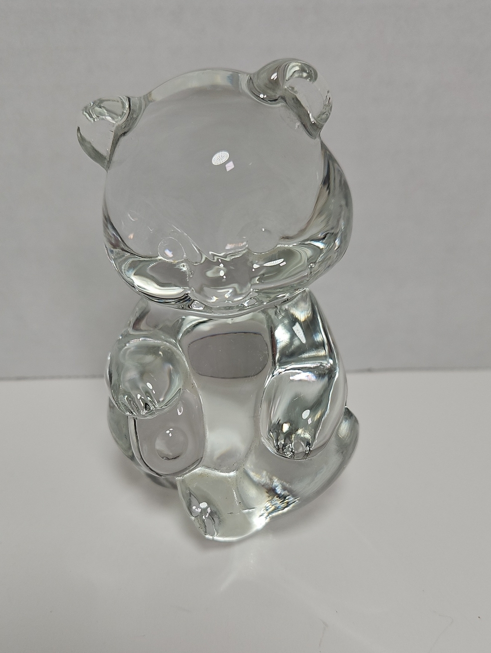 Vintage Fenton Clear Crystal Art Glass Teddy Bear Figurine Paperweight